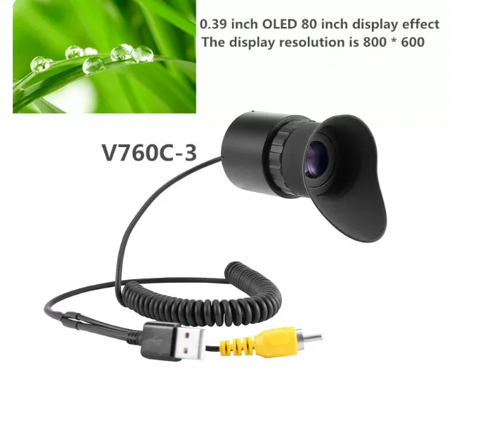 V760C-3 Head-Mounted Portable OLED Display 0.39 Inch Virtual Large Screen Eyepiece with Diopter Adjustment