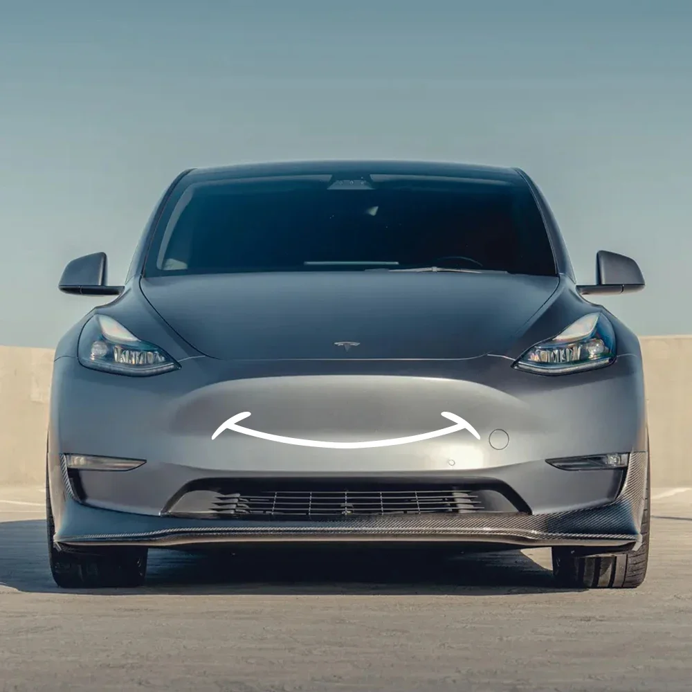

Наклейки с улыбкой на передний бампер автомобиля для Tesla Model Y 3 S X, виниловая пленка из ПВХ, наклейки, персонализированная модификация, автодекор, аксессуары