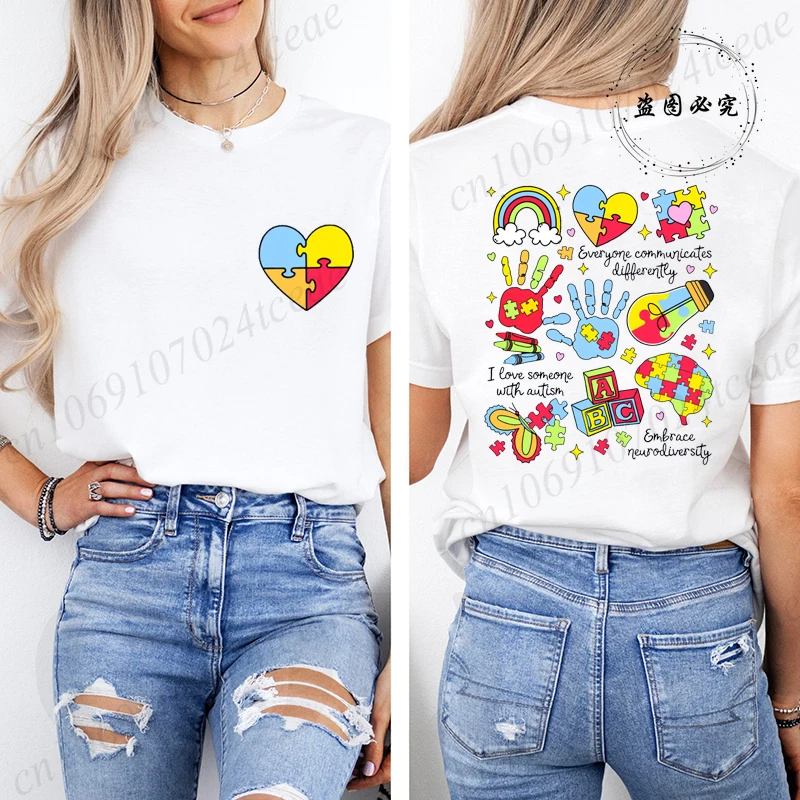 Personalized Autism Shirt,Autism Awareness T-Shirts,Tee Women T-shirts Harajuku Tshirt Clothing T Shirt Women Streetwear Gift