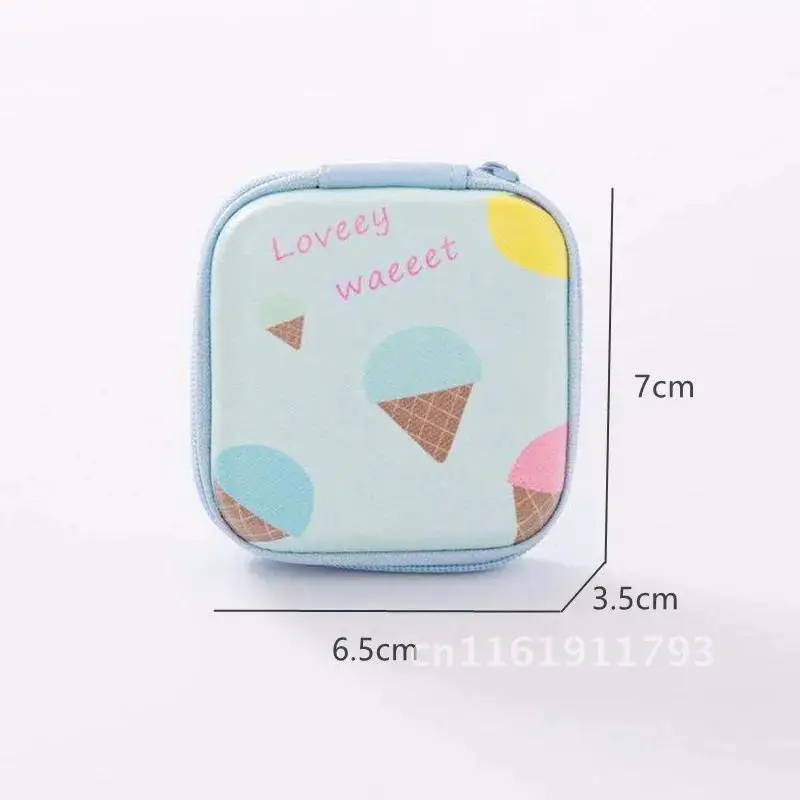 1PC Cartoon Zipping Wallet Portable Fruit Printed Earphone Headphone Cards Storage Bag Case Box Accessories For Women Girls Kid