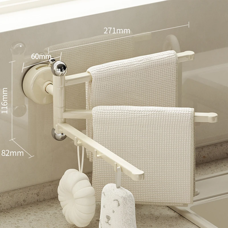 

Suction Cup Cloth Kitchen Storage No Drilling Wall Mounted Towels Hanging Poles Bathroom Storage Drainage Rack