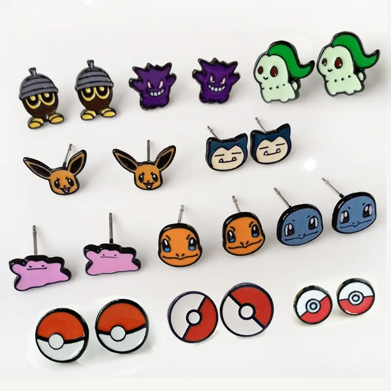 Cartoon Pokemon Gengar Stud Earring Kawaii Ditto Earrings Jewelry for Women Earrings Accessories Cute Decorations Girls Gifts