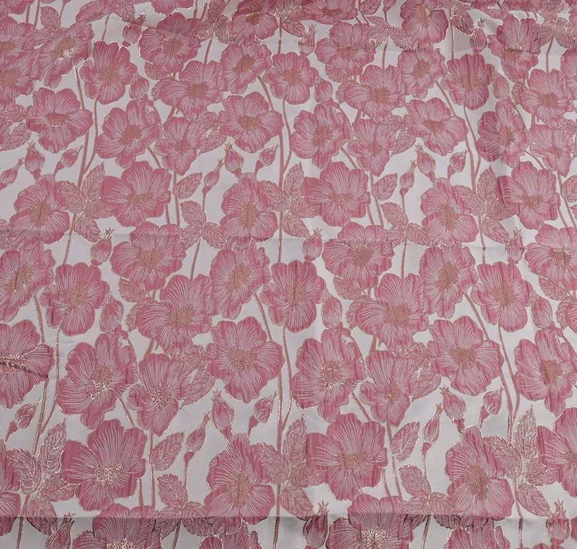 Pink Embossed Flower Jacquard Fabric Brocade for Dress Making Sewing Women Dress,Skirt,145cm Wide - Sold By The Meter