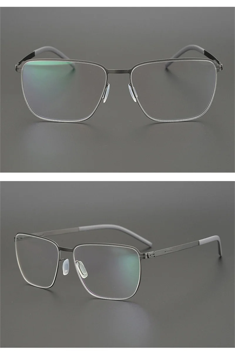 Germany Screwless Square Glasses Frames Ultralight Men Business Thin Steel Rim Eyeglasses Women Rectangle Eyewear Spectacles New