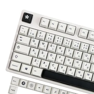 Tombol PBT Gaya Putih Hitam Minimalis untuk Keyboard Mekanis Mx Switch Tombol Profil Ceri Tombol Jepang Kustom GK61 12 keycaps penjualan terbaik hitam - №