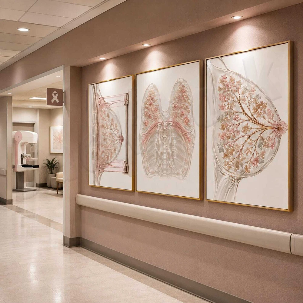 Breast Care Center Mammography X-ray Art Canvas Print, Female Anatomy, Radiology Medical Office Decoration Poster