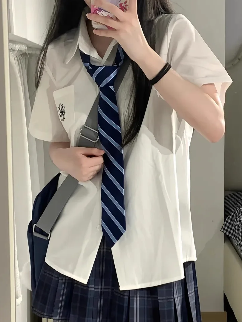 Été femmes école orm irt ort Sve brodé à pois jupe ensemble coupe ample polyvalent Faionable t-pièce ensemble