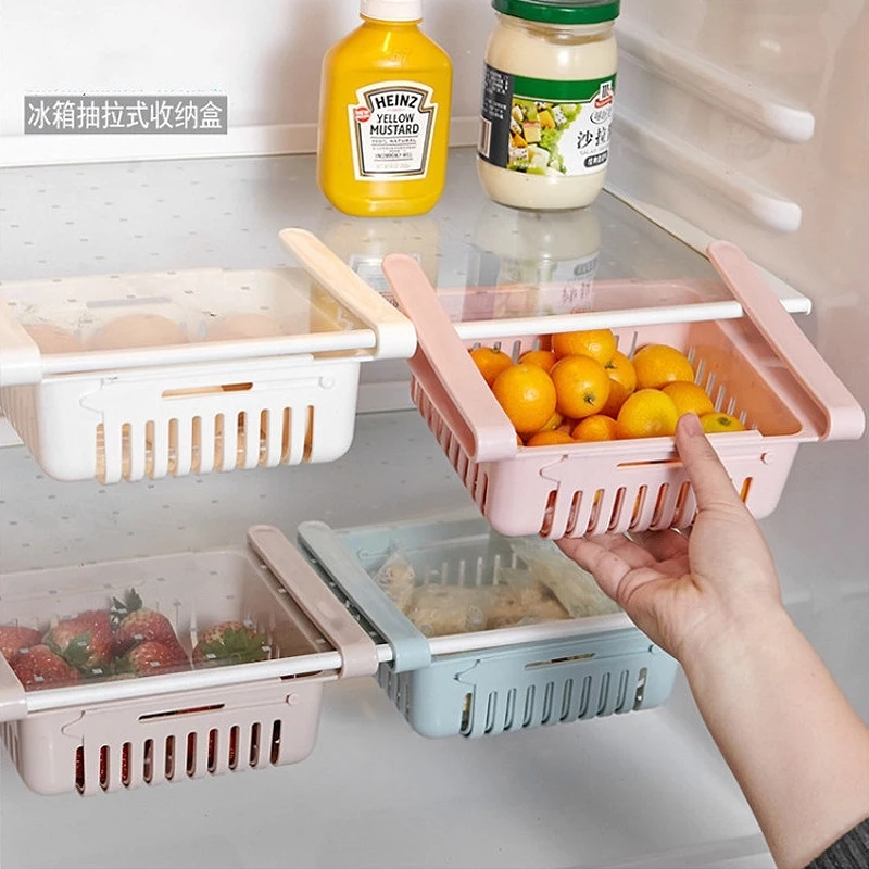 1Pcs Refrigerator Plastic Storage Basket Drawer Storage Basket Kitchen Drain Debris Storage Basket