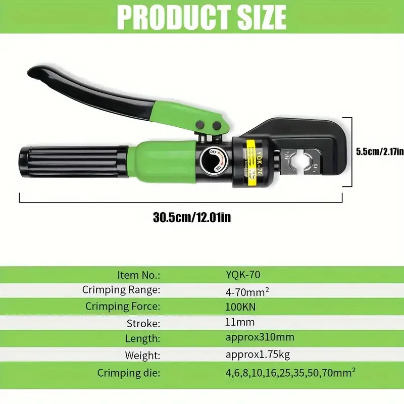 Hand Operated Hydraulic Crimping Tool for Cable Lugs Home Hydraulic Crimper Wire Terminal Lug Tool with 8 Pairs of Dies