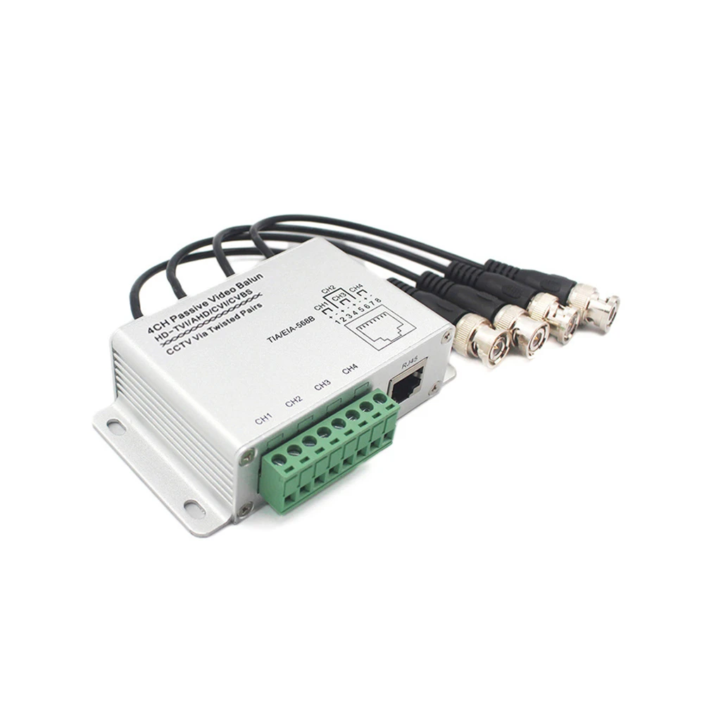 Transceptor pasivo de 4 canales, adaptador de vídeo Balun, transmisor BNC a UTP Cat5/5e/6, Cable 720P 1080P, CVI/TVI/AHD HD