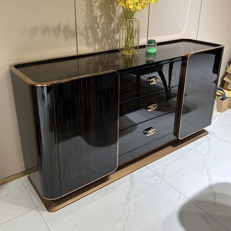 

Italian solid wood dining side cabinet villa suite living room porch cabinet decorative cabinet fashionable storage locker