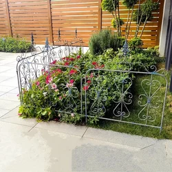 Decorative Garden Fence, Iron Plants Climbing Frame, Outdoor Metal Landscape Protection Net, No Dig, Easy to Install