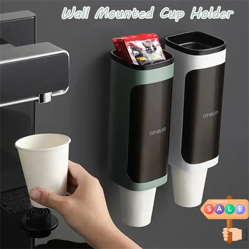 

Home Disposable Automatic Cup Picker Office Translucent Wall-mounted Hole-free Paper Cup Holder