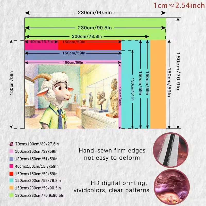 Tapiz del Museo de ovejas Zootopia Bellwether, arte de la pared de dibujos animados, decoración del hogar de poliéster, regalo estético para dormitorio, sala de estar, 1 ud.