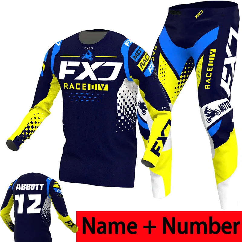 Conjunto de equipo de motocross FXJ enduro, jersey y pantalones combo mx, ropa de moto, traje de carreras mtb, todoterreno, novedad de 2024