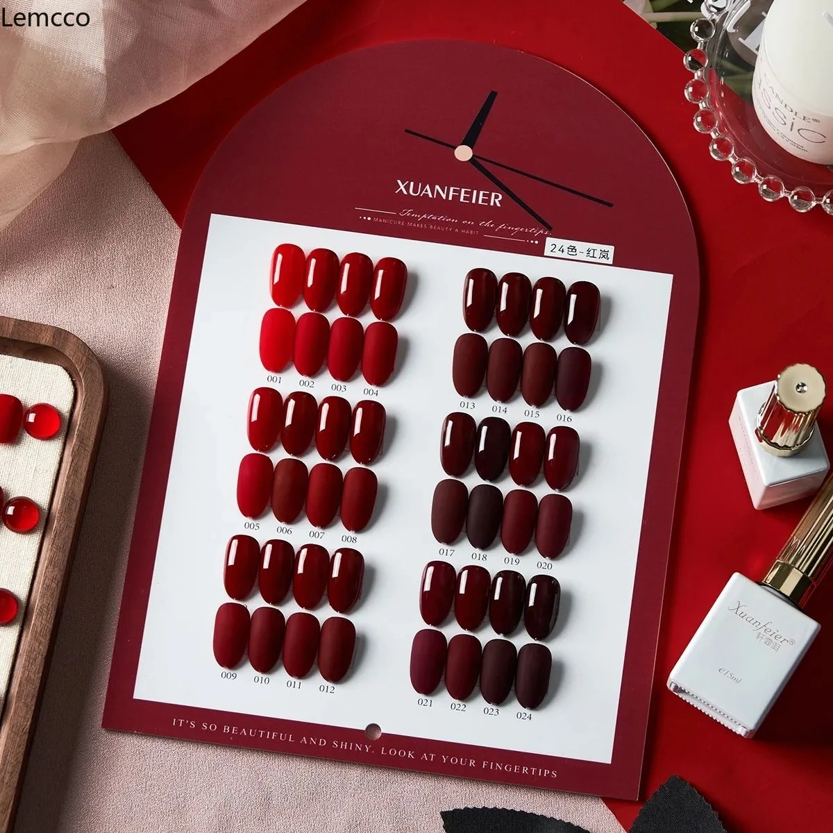 

Lencco Wine Red 24 шт./компл. 15 мл гель-лак гель с цветной картой для дизайна ногтей полуперманентный маникюр Soak Off светодиодный УФ-гель для ногтей с блестками