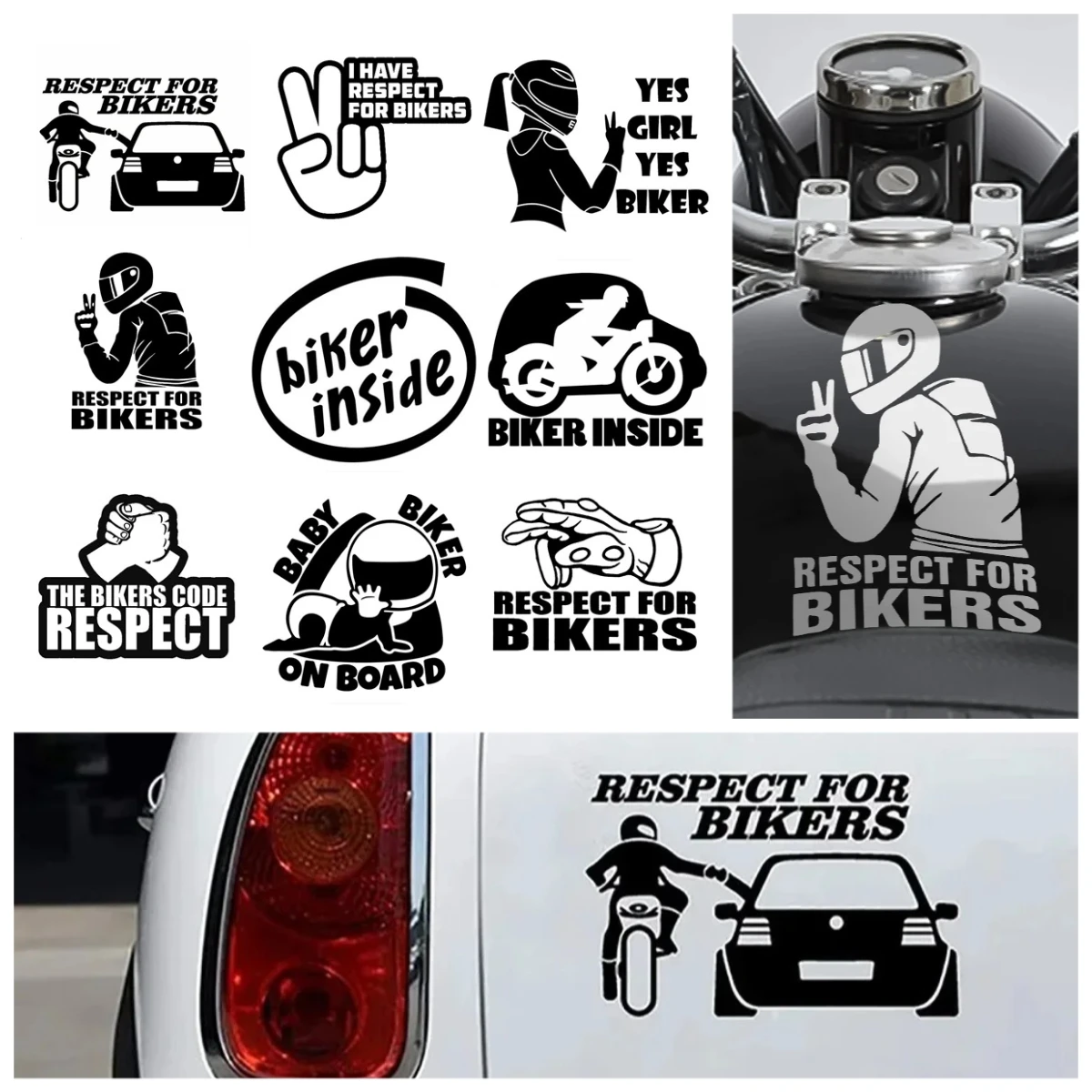 

Funny Black & White Vinyl Car Stickers/ Motorcycles - Waterproof Durable Decals, Body / Door /Helmet Handle Decoration