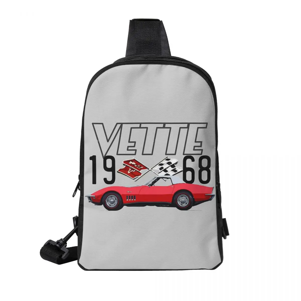 

1968 Red Corvette C3 Convertible Classic Car Chest Bag Men Sling Crossbody Backpack Chest Bag Travel Hiking Daypack Shoulder Bag