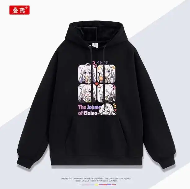 

Anime Wandering Witch: The Journey Of Elaina Hooded Hoodie Cosplay Autumn Winter Men Women Coat Loose Jacket Tops anime