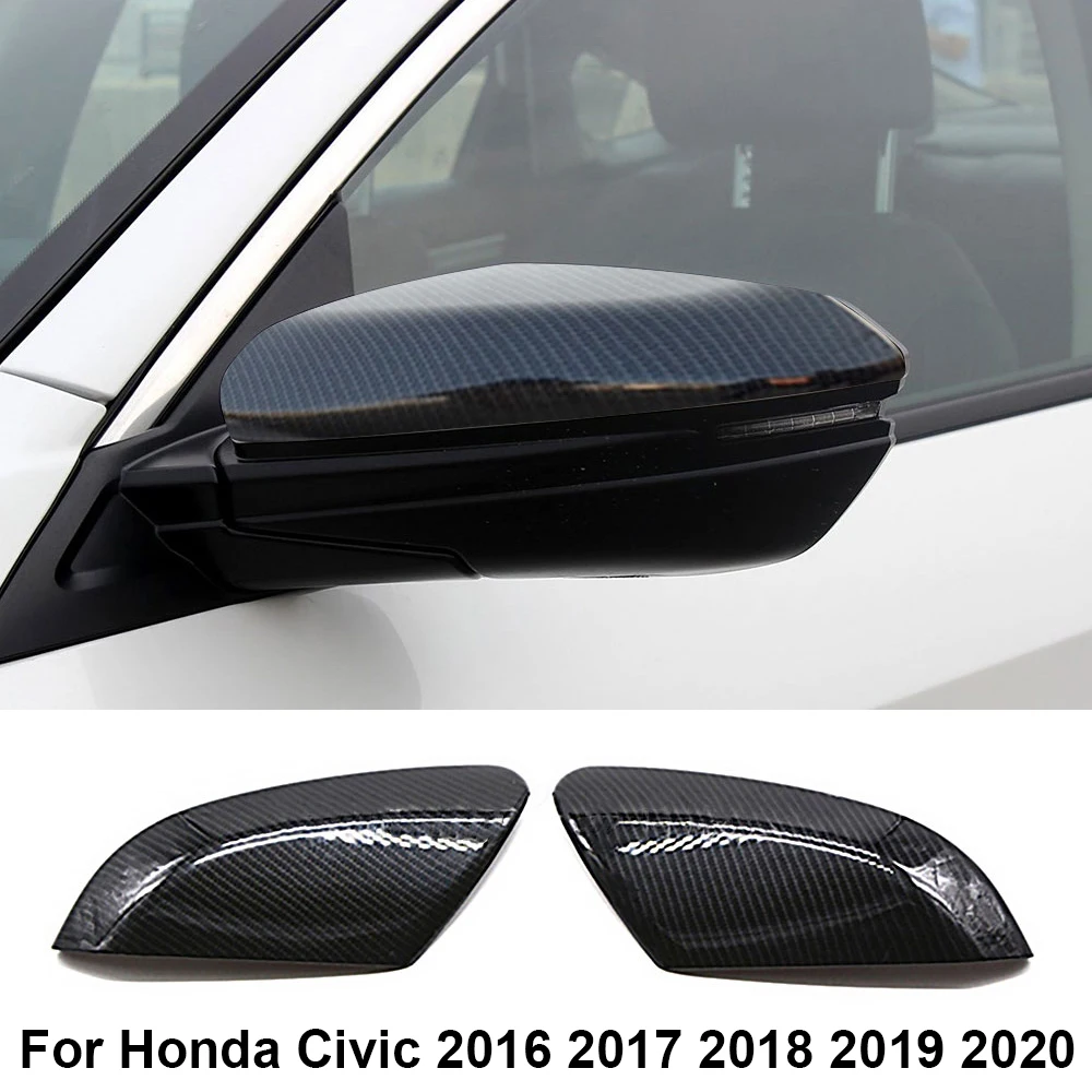 

For Honda Civic 10th 2016-2020 Car Rearview Wing Cover Side Rear Mirror Half Wrapped Shell Trim ABS Carbon Fiber Accessories