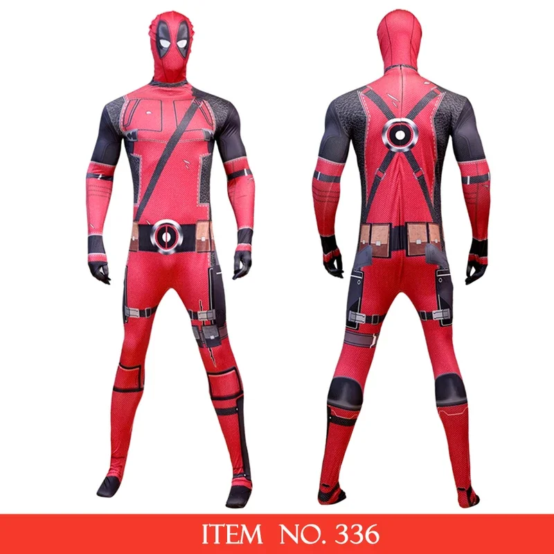 Disfraz de superhéroe MARVEL Deadpool para adultos y niños, mono de Cosplay de Halloween con accesorios, mochila, personaje de película # 1 # W