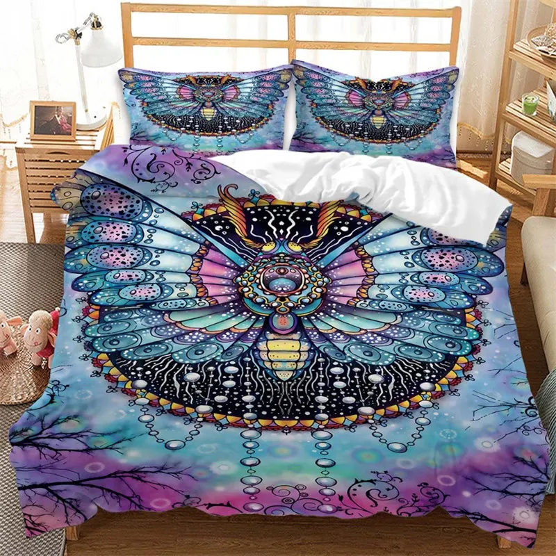 

Butterfly Duvet Cover Europe Geometric Moth Bedding Set Queen Size For Kids Boys Girls Teens Mystic Fantasy Room Dorm Decorative