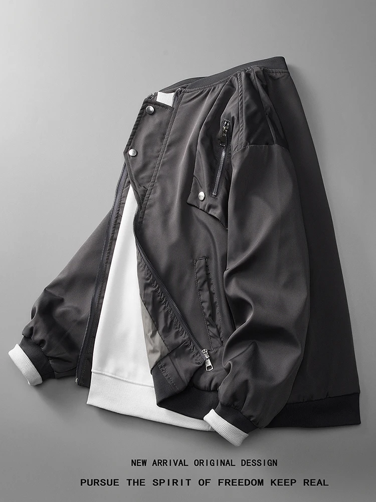 

Американская уличная рабочая одежда, мужская весенне-осенняя новая тенденция, винтажная повседневная ветровка пилота, свободная посадка, декор на молнии