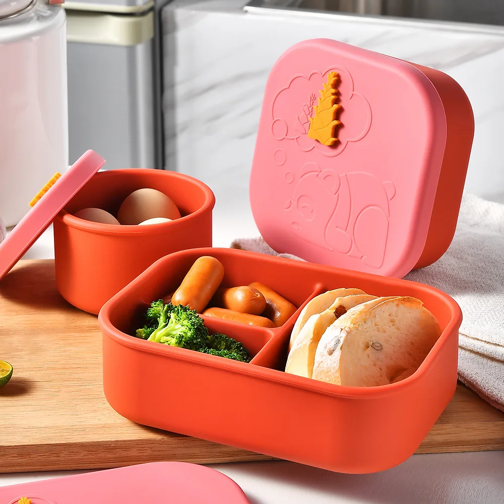 

Kitchen Foldable Portable Food Silicone Lunch Box Outdoor Picnic Fresh-keeping Bowl Bento Box Kids Fresh Food Storage Containers