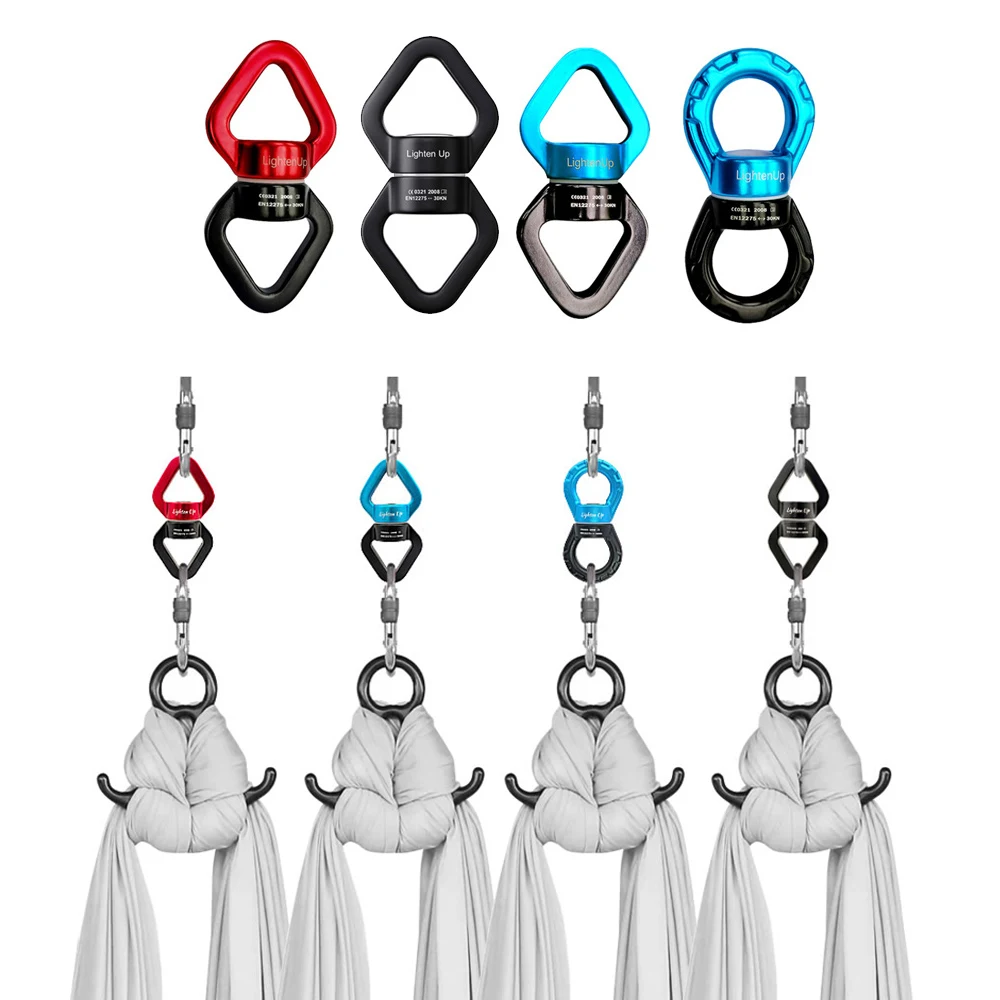 30KN Outdoor Rock Climb Carabiner Yoga Swivel Connector Universal Gimbal Ring Swing Hammock Rope Swivel Rotational Connector