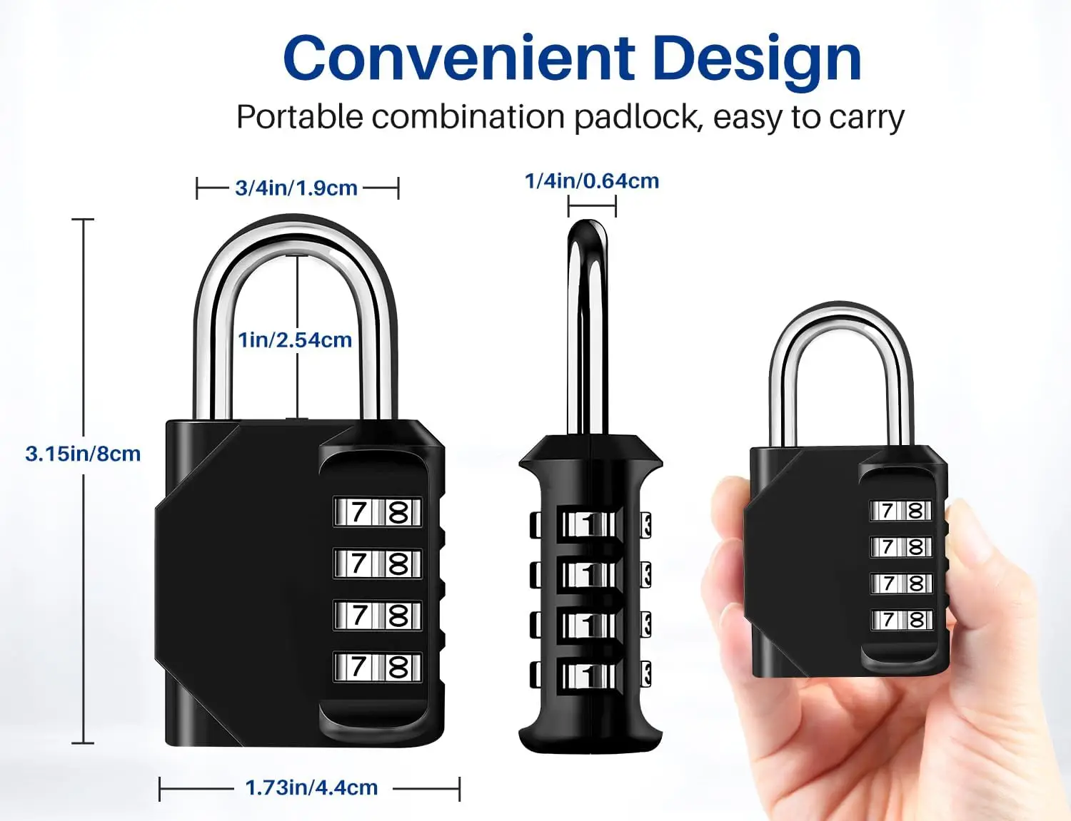 2Pack Combination Lock Resettable 4 Digit Padlock with Combination, Waterproof and Heavy Duty Combination Padlock Outdoor for Sc