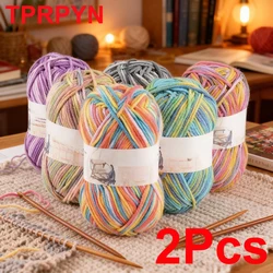 2Pcs total 100g Hand knitting Milk Cotton yarn section dyed Crochet Yarn Hook Shoes bag line Knit sweater blanket threads