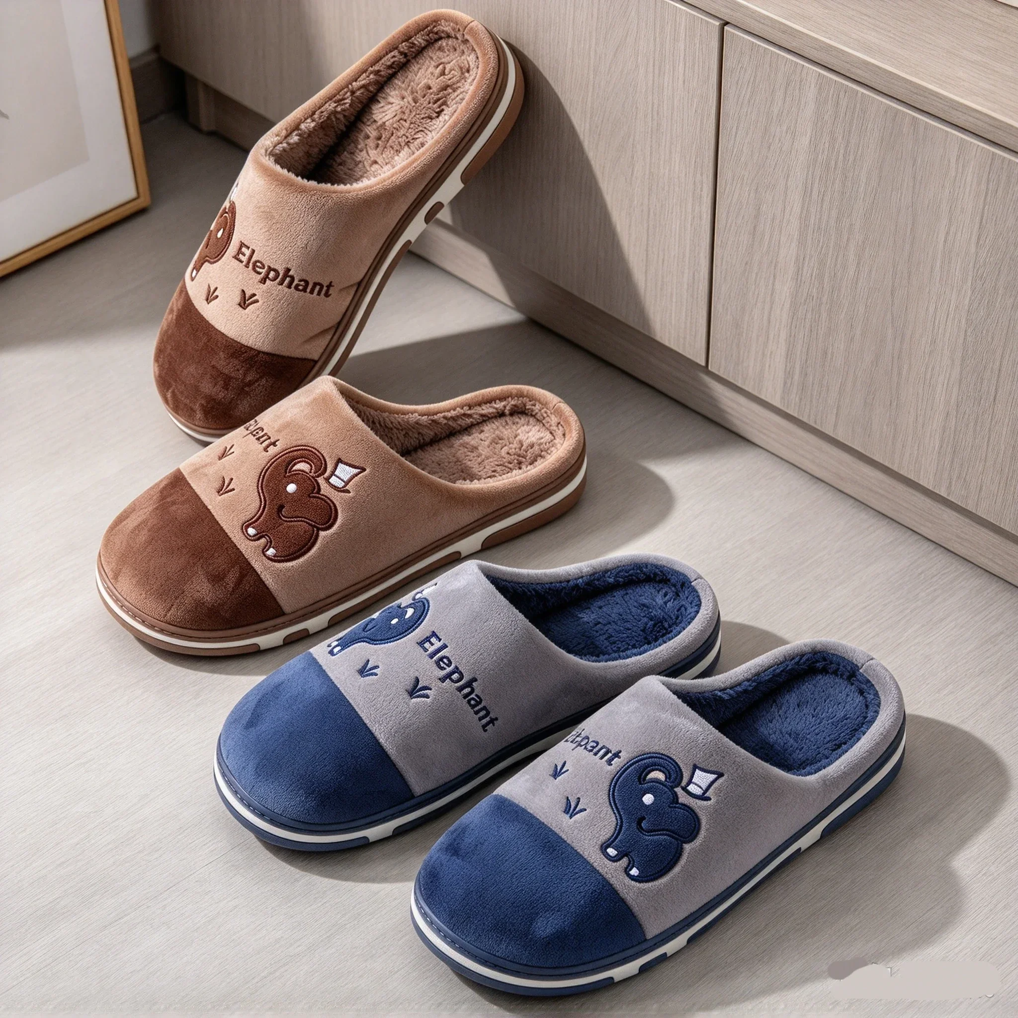 NEW Women's Men's Casual Thick Soft Bottom Home Slippers Household Plush Slippers Anti-slip Thermal Slippers Indoor Winter Flats