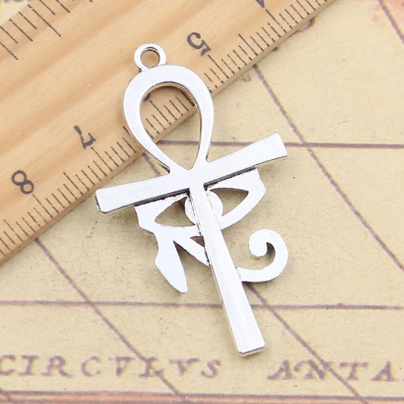 10pcs Charms Anka Cross Egyptian Ankh Eye Of Horus 44x26mm Tibetan Silver Color Pendants Antique Making DIY Handmade Jewelry