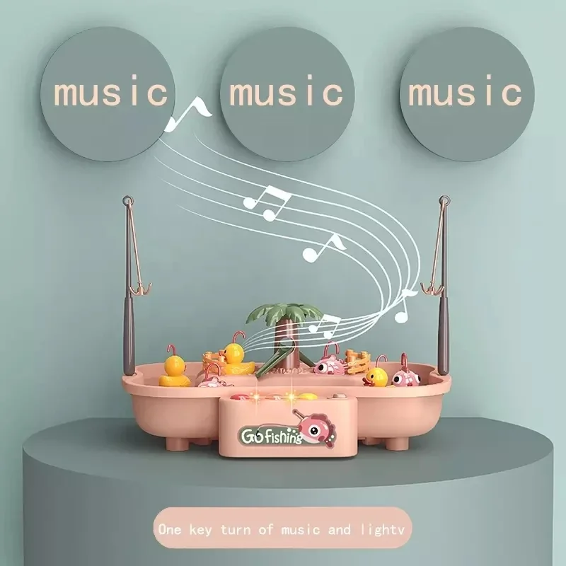 21 pçs crianças pesca e jogo de água elétrica rotativa música e função de iluminação piscina de pesca pai-filho brinquedos interativos