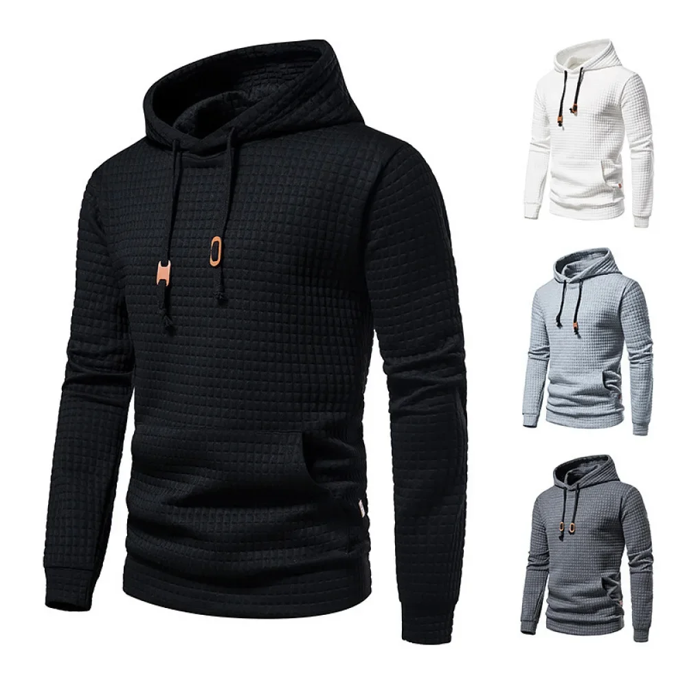 2024 New Fashion Men's Spring And Autumn Thin Hoodie Jacquard Plaid Outdoor Sportswear Jacket Casual Street Sen's Wear