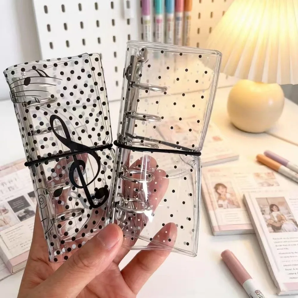 INS PVC M5 Half Size Binder Transparent Music Note Design Loose Leaf Notebook Cover DIY Photo Album