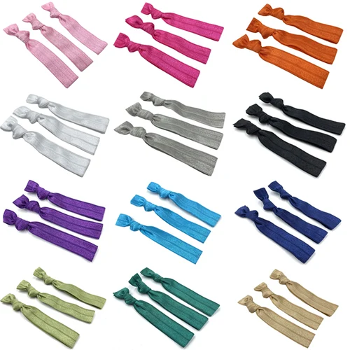 50 uds/200 Uds. Pulsera con lazo para el pelo brillante de colores sólidos, banda elástica anudada plegable para el pelo, soporte para cola de caballo, pulsera, accesorios para el cabello