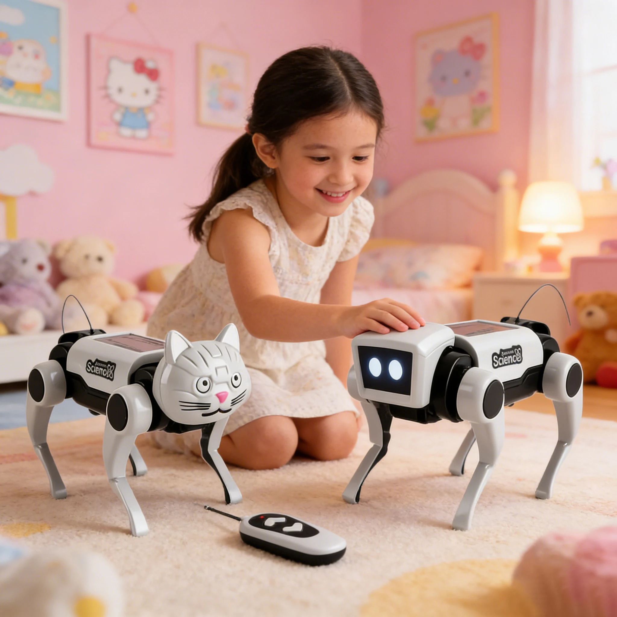 Robot gato perro mascota electrónica Control remoto mecánico perro montaje juguete Experimental perro mecánico gato caminar