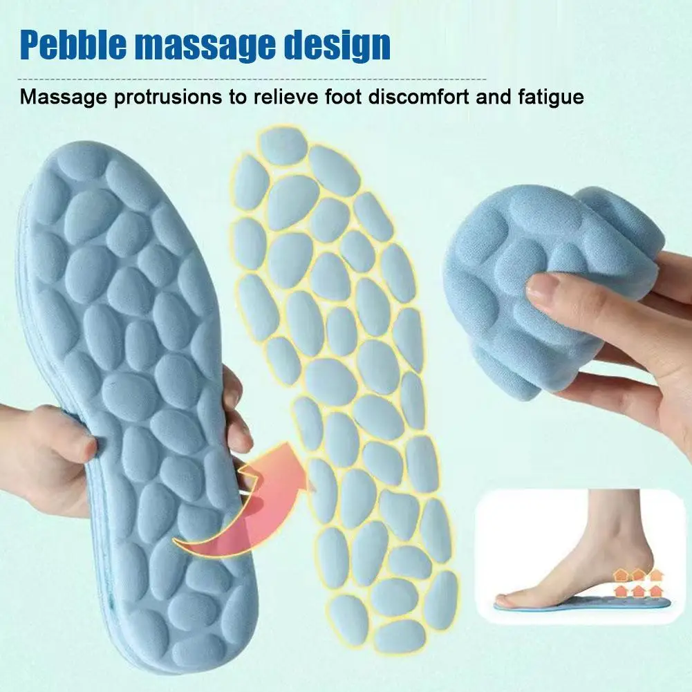 Pebble Massage Insoles Memory Foam Sports For Men Women Comfortable Breathable Deodorant Elastic Feet Orthopedic Shoe Pad T4P8