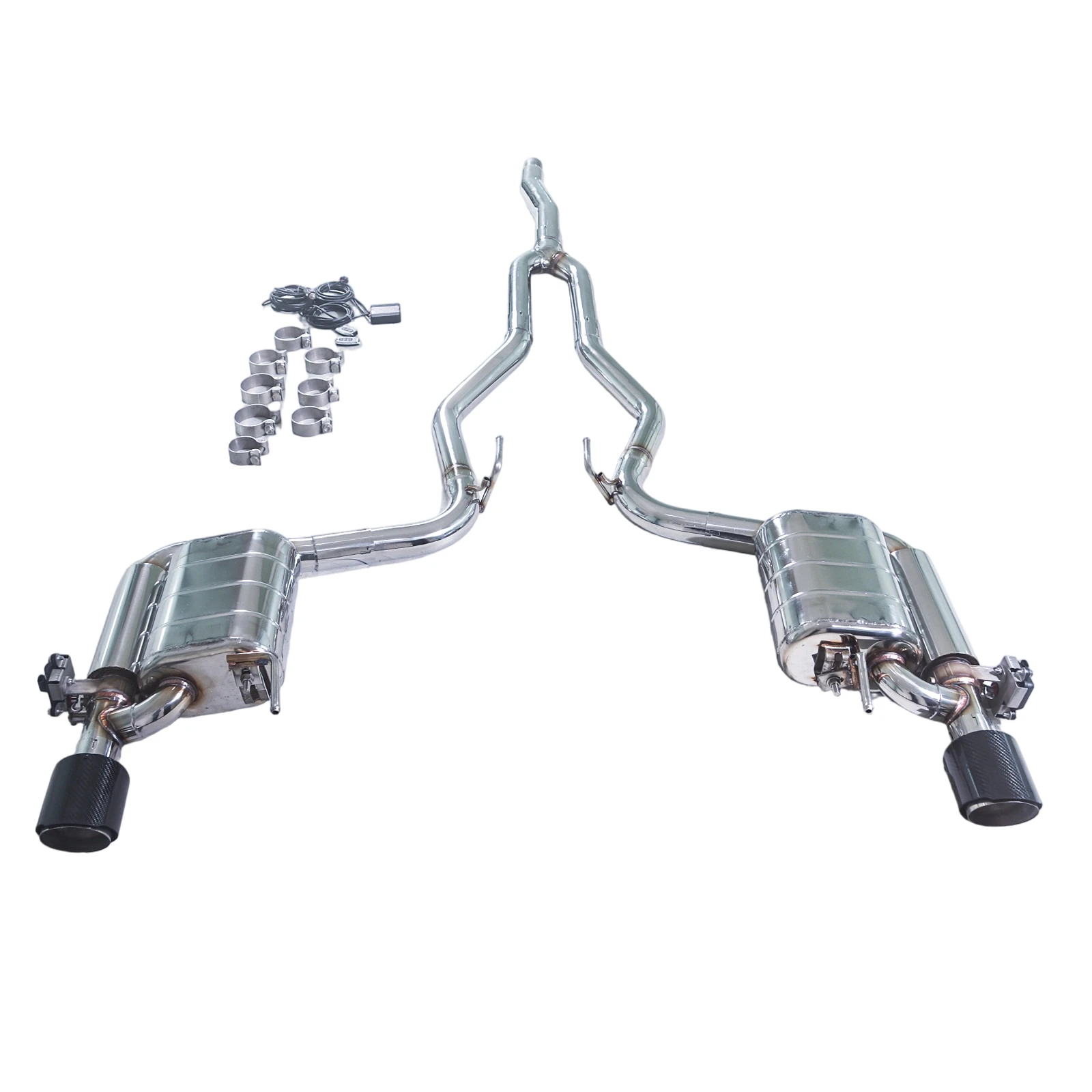 

OEM подходит для Ford Mustang 2.3T 304 Catback из нержавеющей стали с клапаном выхлопной системы и двойными резонаторами.