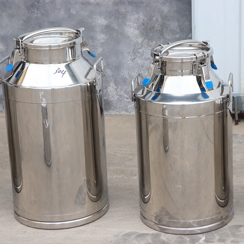 304 Stainless Steel Sealed Milk Can – Inner Mirror Finish, Single/Double Layer, Transport Bucket for Milking Machine