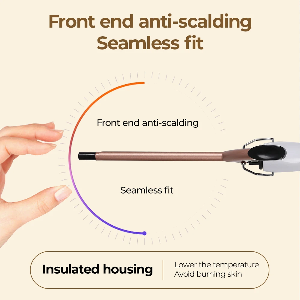 مكواة تجعيد سيراميك 0.35 بوصة، مكواة تجعيد تعمل بالتحكم في درجة الحرارة، تسخين سريع #4