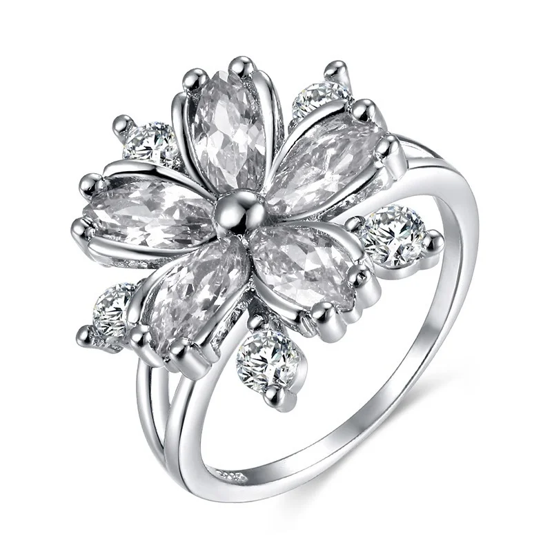 New Elegant Fashion Sakura Princess Engagement Rings Bridal Jewelry Romantic Sakura Zircon Ladies Rings Party Gifts Pink Rings