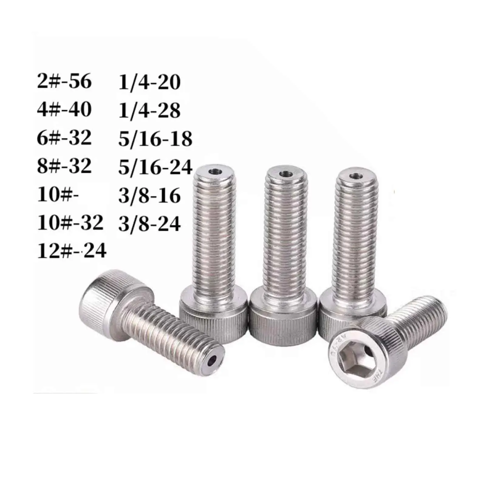5/10pcs 304 Stainless Steel US Hexagon Socket Head Cap Vacuum Hollow Screw UNC/UNF Imperial Hollow Venting Through Wire Screw