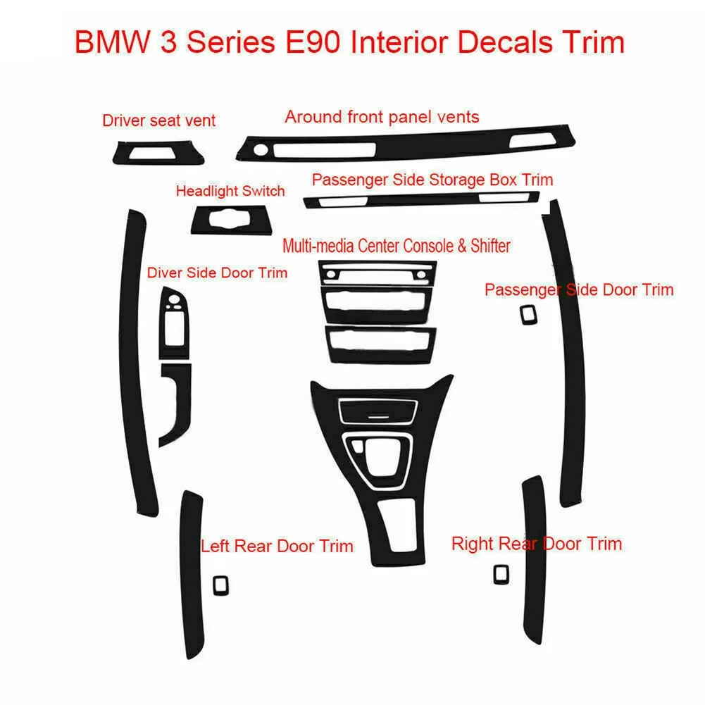 Car Interior Decal Trim 5D Carbon Fiber Trim Vinyl Sticker For BMW E90 E91 2005-2012 Wholesale