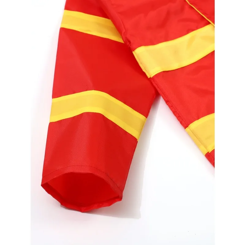 ชุดนักผจญเพลิงสำหรับเด็กชุดแต่งตัวลายฮีโร่ซิปแจ็คเก็ตทั้งชุดเด็กเพลย์เฮาส์ของขวัญวันเกิด