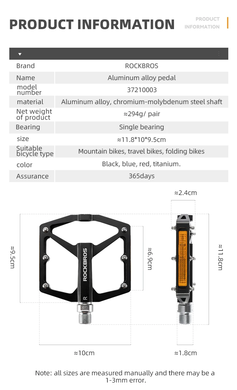ROCKBROS Fahrradpedale, sparen Kraft, Aluminiumlegierung, rutschfest, MTB, Rennrad, Mountainbike, reflektierend, mit Kugellager, Fahrradzubehör – Detail 3