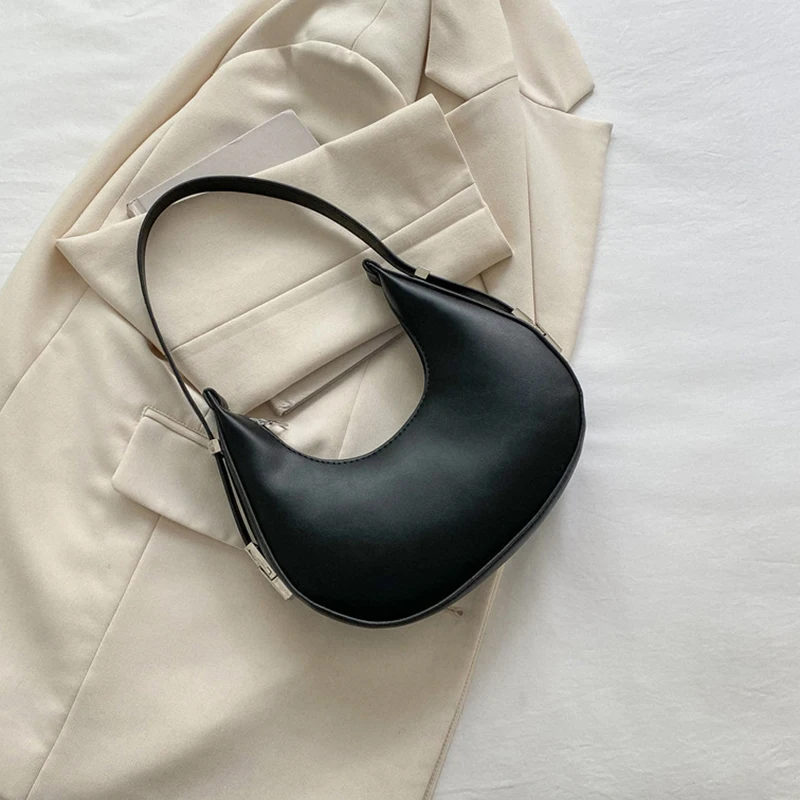 Fashion Luxury Design PU Leather Hobo Shoulder Bag Women Small Clutch Handbag Purse Female Underarm Bag Travel Totes