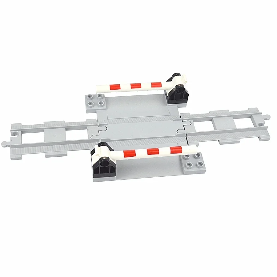 Tren de transporte de ladrillos ferroviarios de gran tamaño, accesorios para coche, interruptor recto y curvo, bloques de construcción compatibles