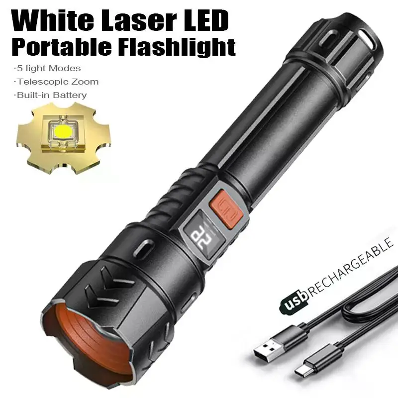 

E5 High Power LED COB Flashlight Tactical Telescopic Zoom Powerful Flash Light USB Rechargeable Outdoor Camping Fishing Lantern